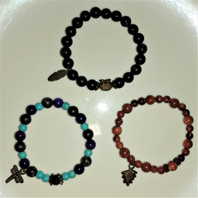 دستبند زنانه مدل جغد و سنجاقک مجموعه سه عددی