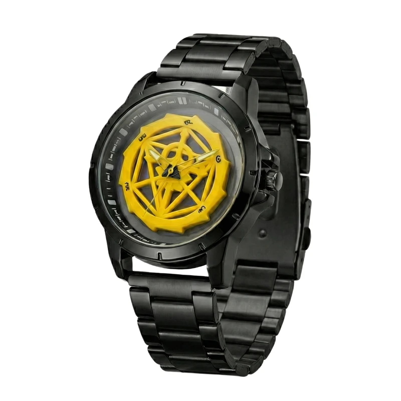 ساعت مچی عقربه‌ای کوارتز مردانه مدل رینگ چرخان صفحه عنکبوتی کد 002