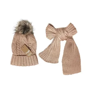 ست کلاه و شال گردن بافتنی بچگانه مدل قاصدک 14 رنگ کرم