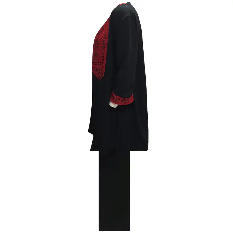 مانتو و شلوار زنانه مدل نخی ابر و بادی سنتی کد tm-2388 رنگ مشکی