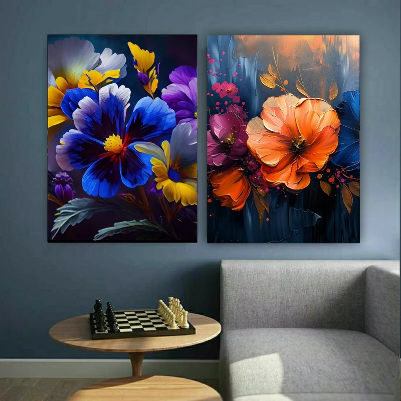  تابلو بوم طرح مخمل مدل گل های آبرنگی کد GR1041 مجموعه دو عددی