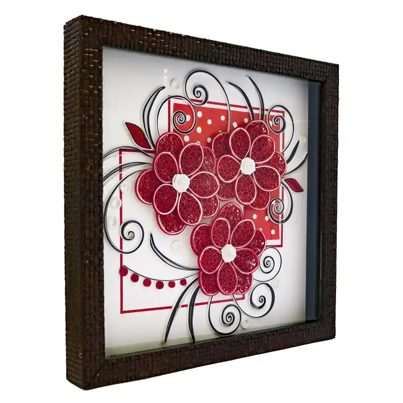 تابلو ملیله کاغذی طرح 3 گل