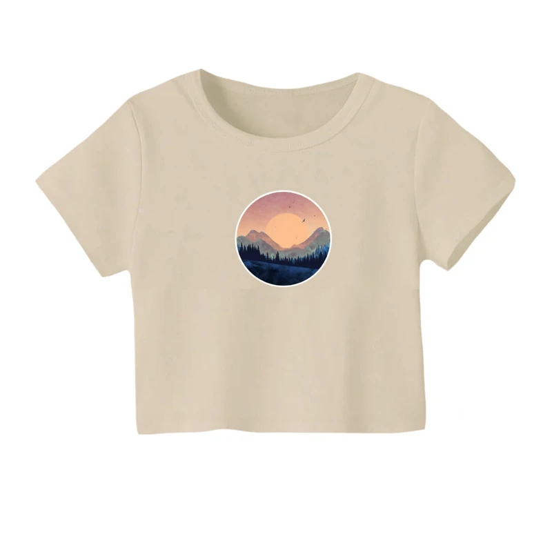 کراپ‌ تی‌شرت آستین کوتاه زنانه مدل مینیمال کد 02