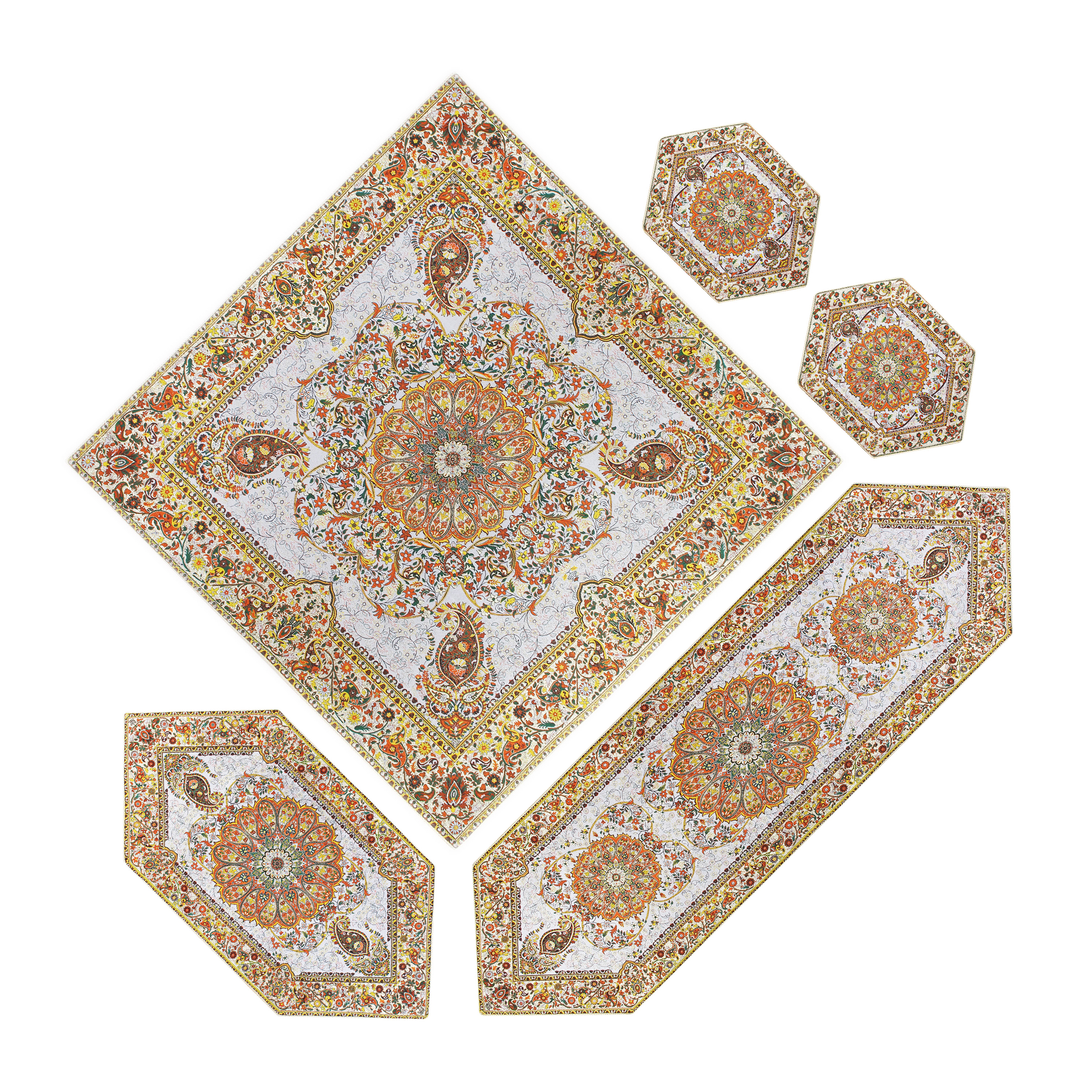 ست 5 تکه رومیزی ترمه مدل افشار Afr-1007
