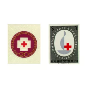 تمبر یادگاری مدل صلیب سرخ مجموعه 2 عددی