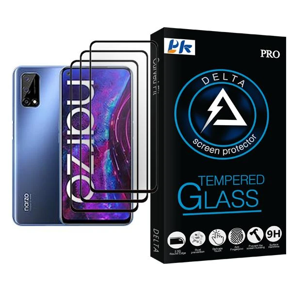 محافظ صفحه نمایش پی کی مدل Delta Glass MIX003 مناسب برای گوشی موبایل ریلمی Narzo 30 Pro 5G بسته سه عددی