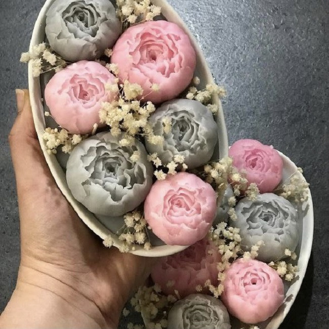 قالب شمع کوشا مدل رز پیونی مجموعه 3 تایی