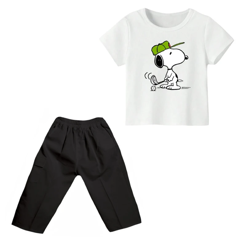 ست تی شرت و شلوارک پسرانه مدل اسنوپی کد ۷۳