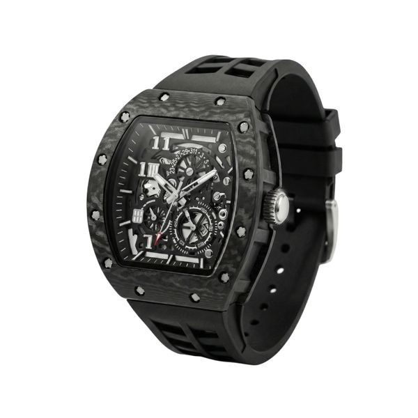 ساعت مچی عقربه‌ای کوارتز مردانه مدل اسپرت تک موتوره صفحه نیمه اسکلتون بند پیو کد R۲