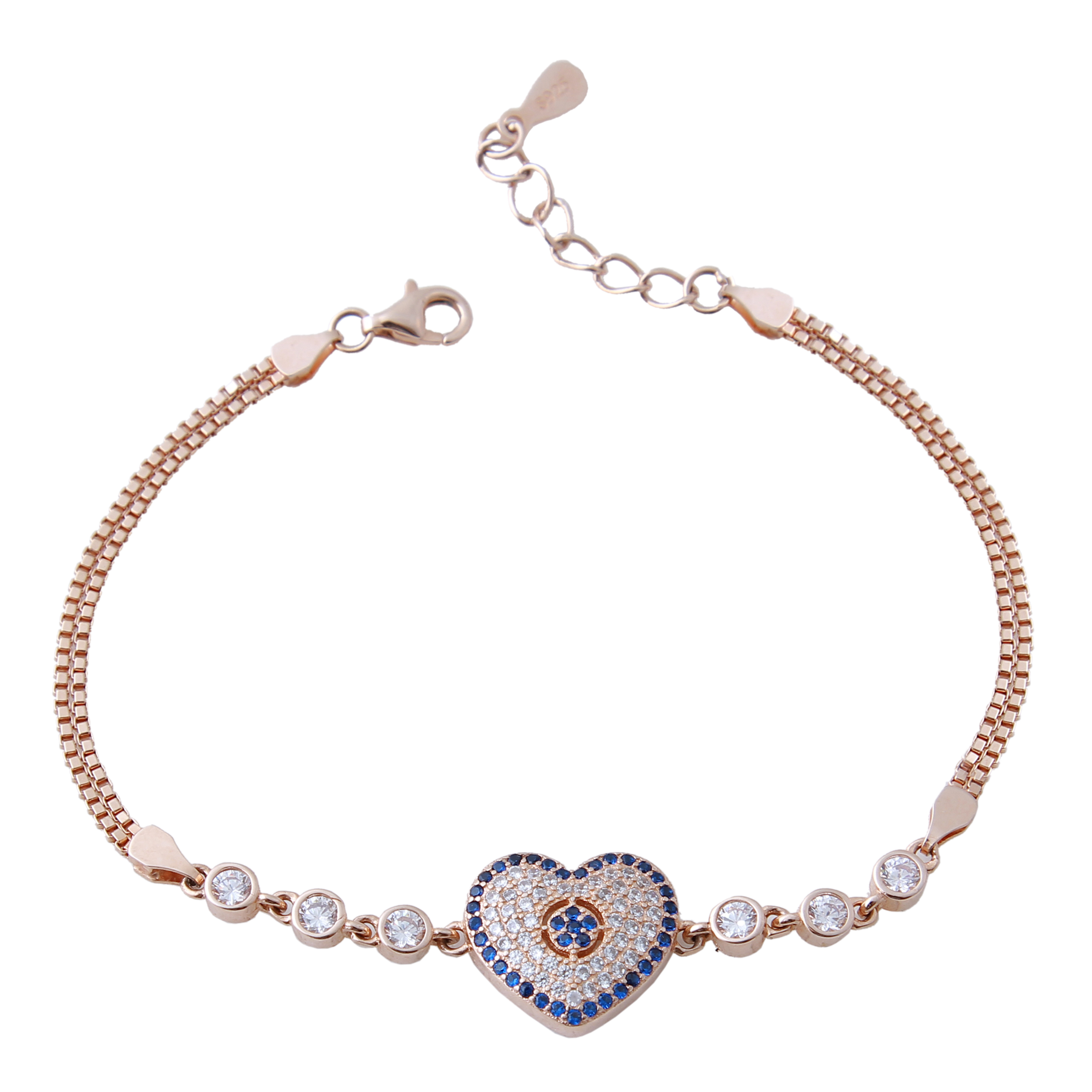  دستبند نقره زنانه بازرگانی میلادی طرح قلب کد DP_334