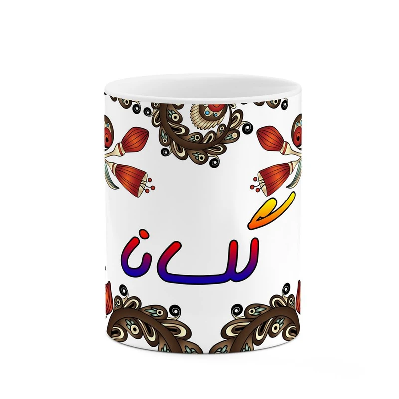 ماگ کاکتی مدل اسم گلسانا طرح سنتی گل و بته کد mgh46793