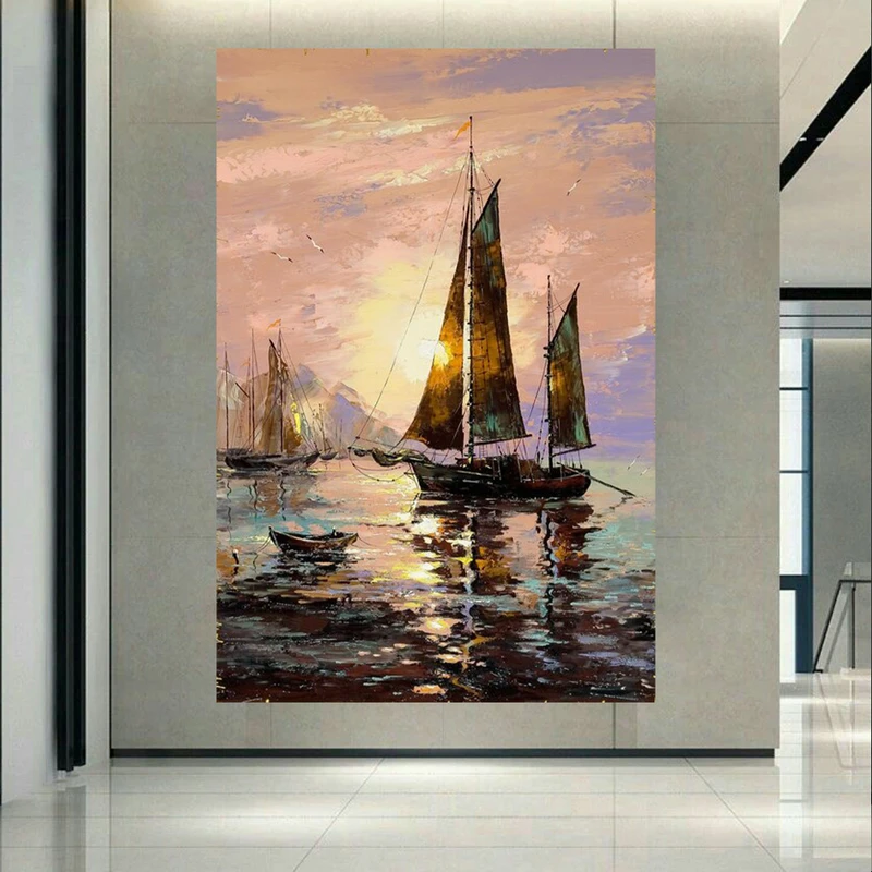 پوستر دیواری طرح قایق بادبانی مدل دریای آرام کد AR305414