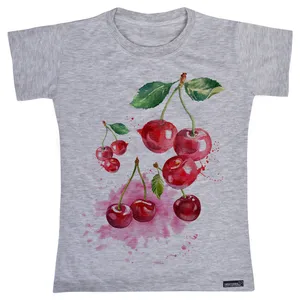 تی شرت آستین کوتاه دخترانه 27 مدل Red Cherries کد MH957