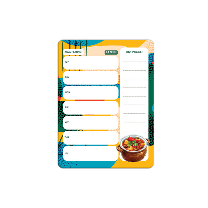 تخته وایت برد لاژید مدل برنامه ریزی غذایی سایز 14x18 سانتی متر