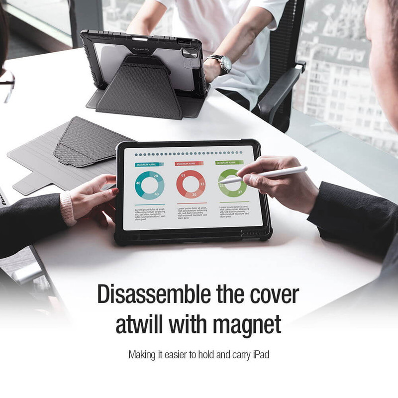 کیف کلاسوری نیلکین مدل Camshield Bumper SnapSafe مناسب برای تبلت اپل iPad Air 13 2025 / iPad Air 13 2024 / iPad Pro 12.9 2022 / 2021 / 2020