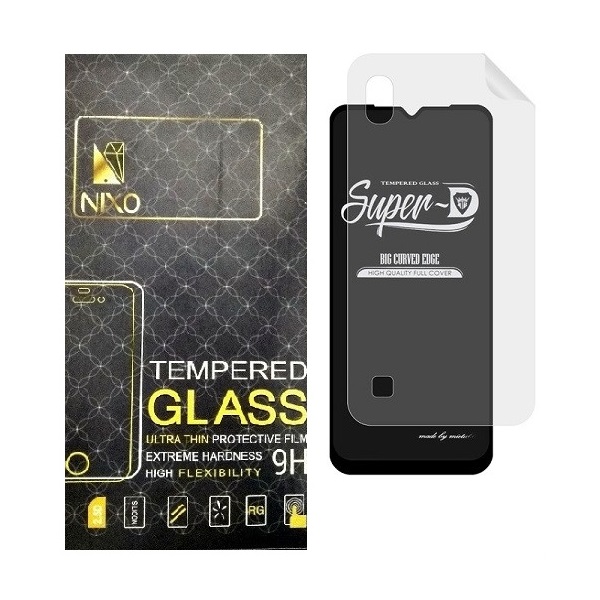محافظ صفحه نمایش نیکسو مدل 2SN-Glass مناسب برای گوشی موبایل سامسونگ Galaxy A10 به همراه محافظ پشت گوشی