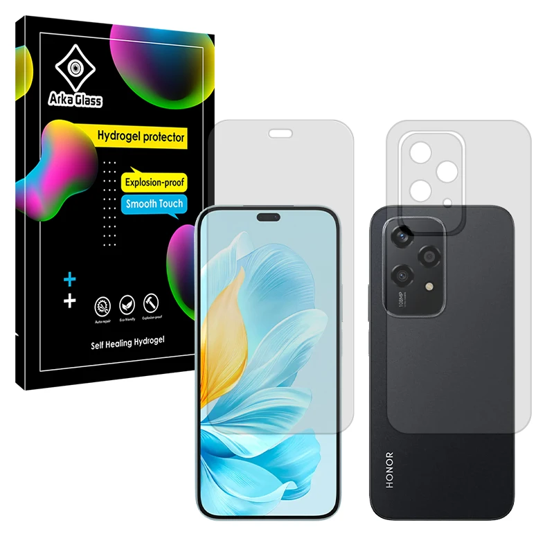 محافظ صفحه نمایش شفاف آرکا گلس مدل Tough مناسب برای گوشی موبایل آنر 200 Lite به همراه محافظ پشت گوشی 
