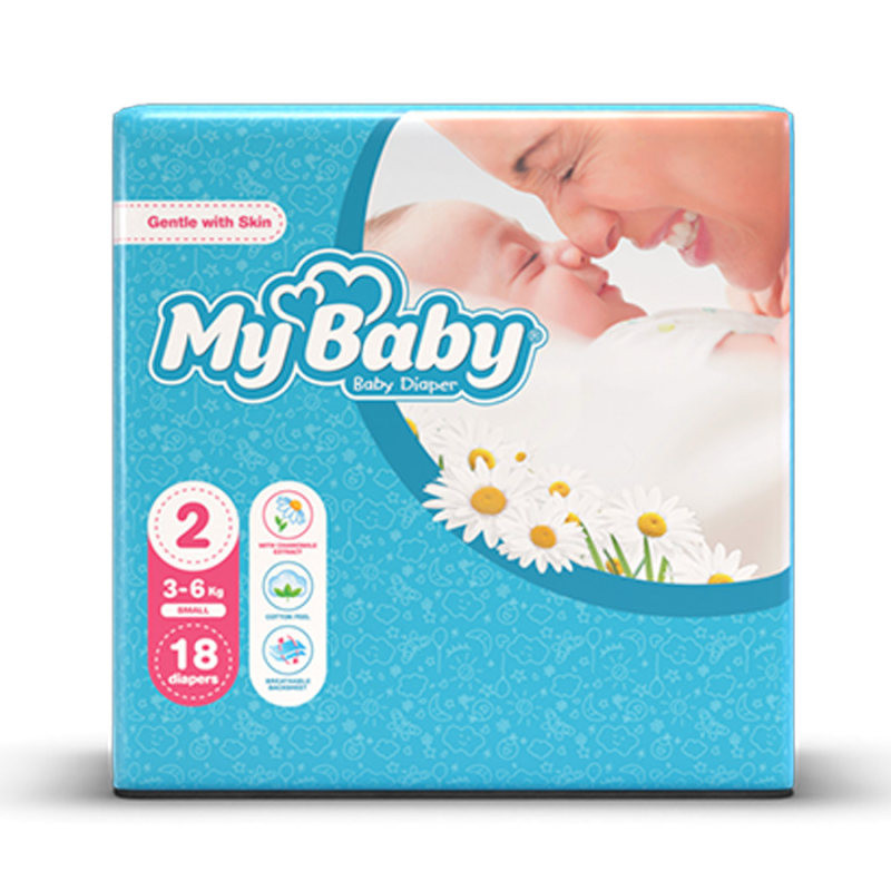پوشک بچه مای بیبی مدل مهربان با پوست سایز 2 هشت بسته 18 عددی