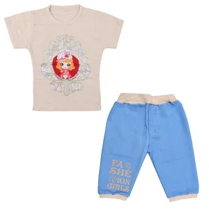 ست تی شرت و شلوارک نوزادی دخترانه کد 2024KAB1