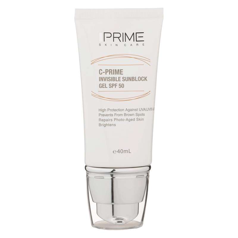 ژل ضدآفتاب بی‌رنگ پرایم SPF50 مدل C-Prime مناسب برای انواع پوست، حجم 40 میلی‌لیتر