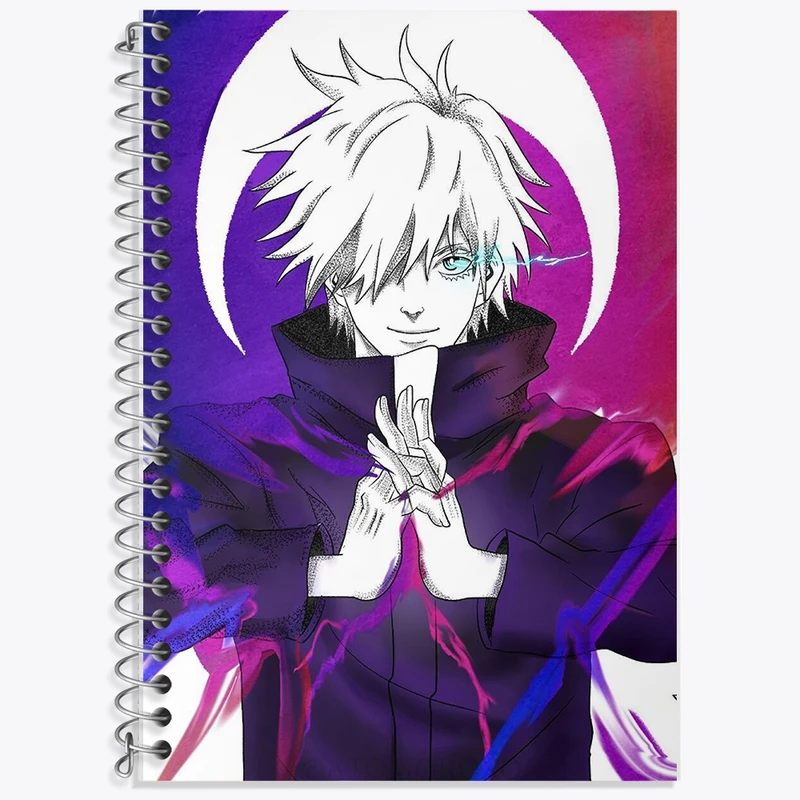 دفتر زبان 50 برگ خندالو مدل دو خط طرح گوجو ساتورو انیمه جوجوتسو کایزن کد F755