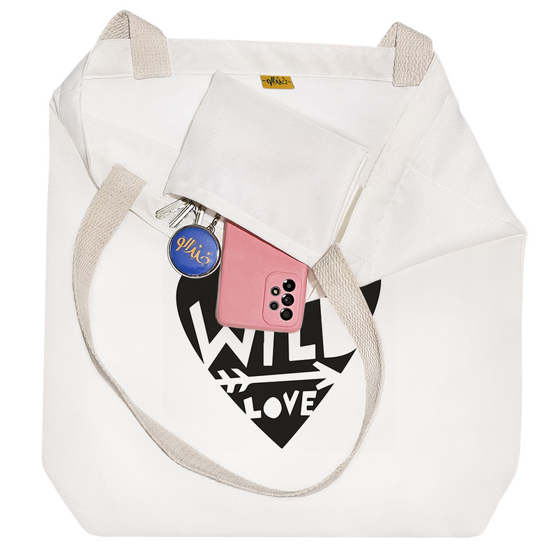 ساک خرید خندالو طرح قلب مشکی کد 10304