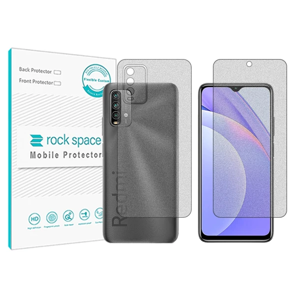 محافظ صفحه نمایش مات راک اسپیس مدل HyMTT مناسب برای گوشی موبایل شیائومی Redmi Note 9 4G به همراه محافظ پشت