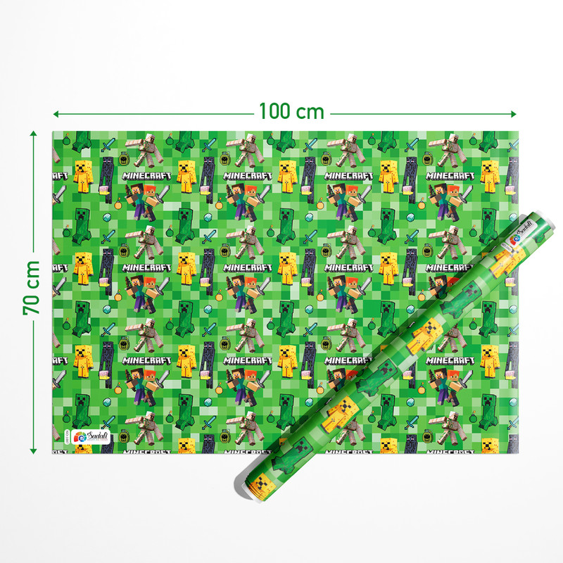 کاغذ کادو صدفی طرح ماینکرافت بسته 2 عددی