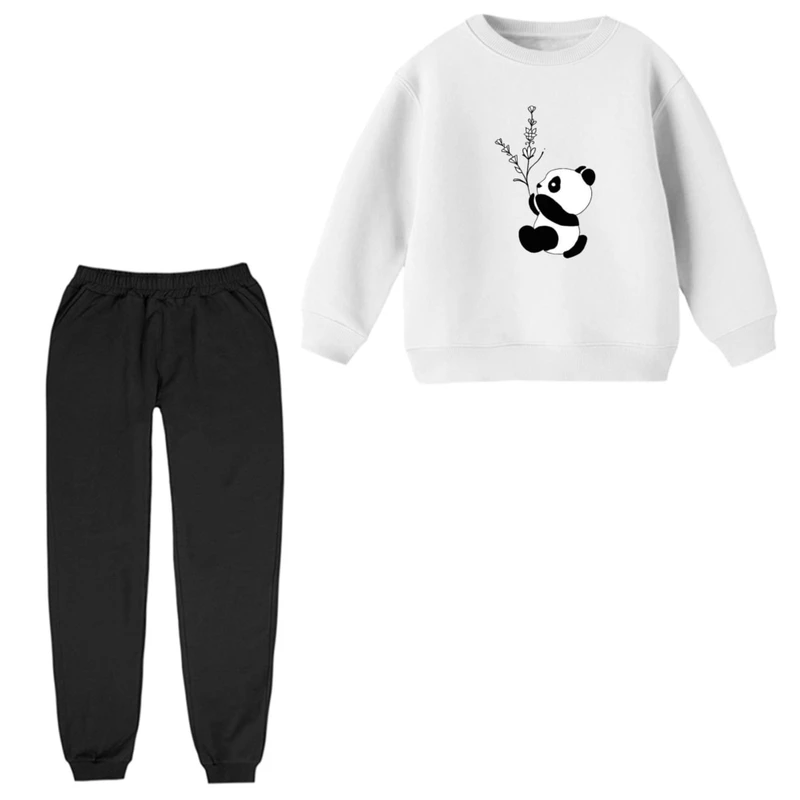 ست سویشرت آستین بلند و شلوار راحتی بچگانه مدل پاندا و گل