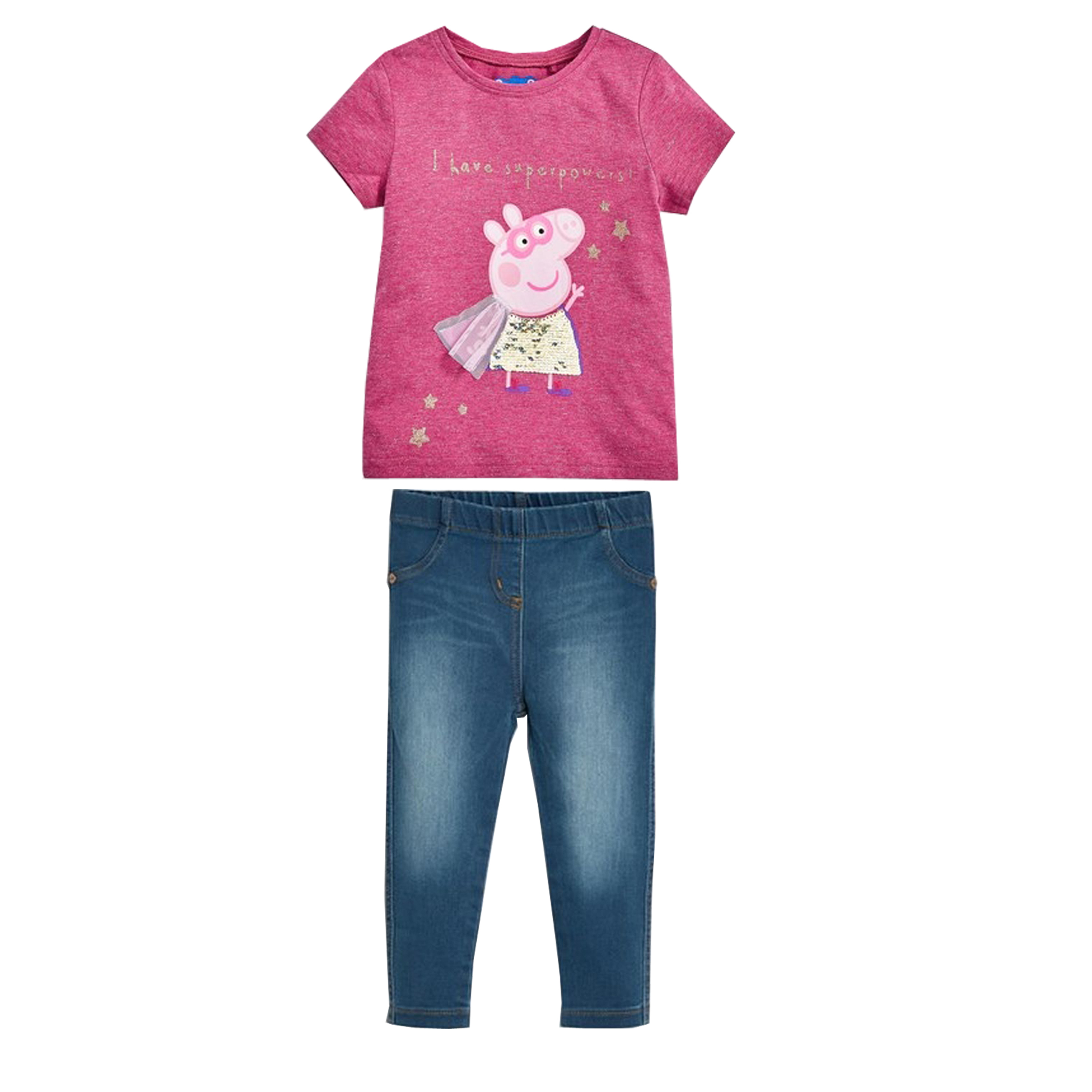 ست تی شرت و شلوار دخترانه نکست مدل peppapig-MD-03070