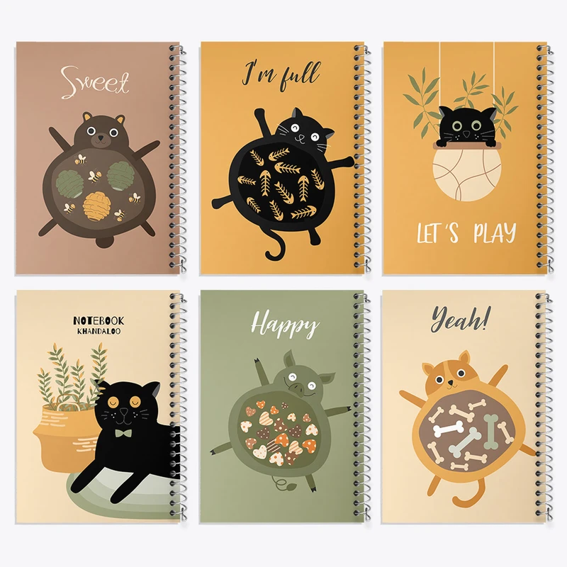 دفتر نقاشی 50 برگ خندالو طرح گربه (Cat) کد 104 مجموعه 6 عددی