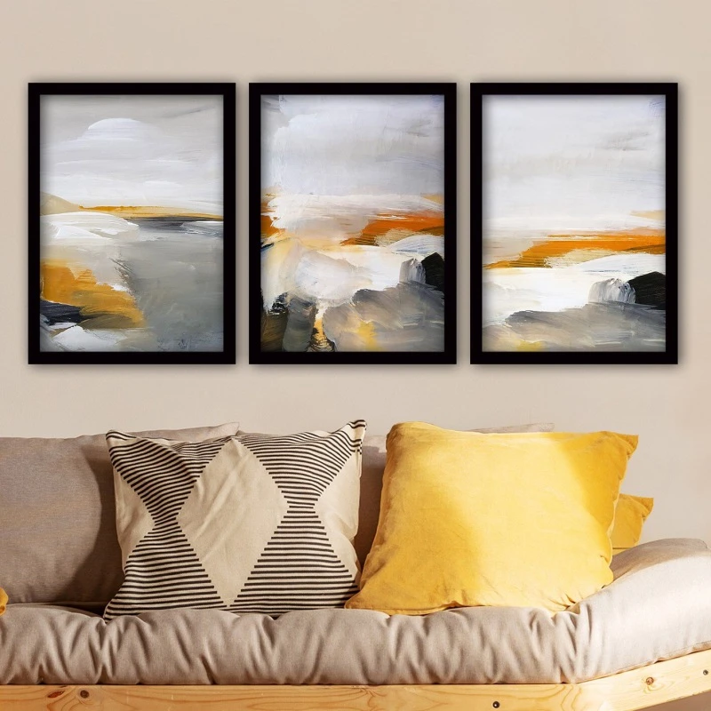 تابلو طرح مدرن آبرنگ کد YF2350 مجموعه 3 عددی