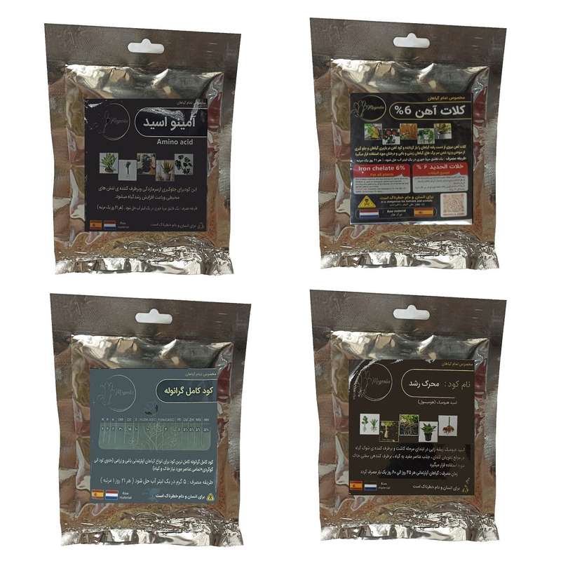 امینو اسید و کود کامل گرانوله و کلات آهن و هیومیک اسید مدل raw material وزن 200 گرم