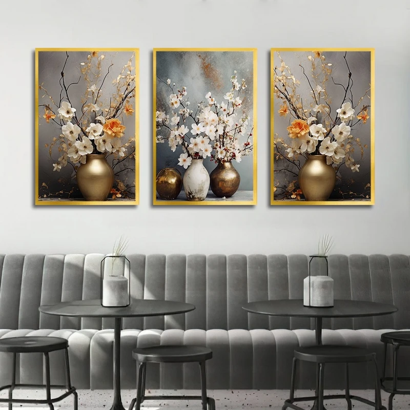 تابلو بکلیت طرح گلدان و گل مدل T-2457 مجموعه 3 عددی