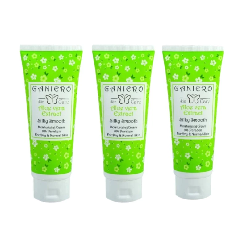 کرم مرطوب کننده دست و صورت گانیرو مدل آلوئه ورا مناسب انواع پوست حجم 75 میلی لیتر بسته 3 عددی