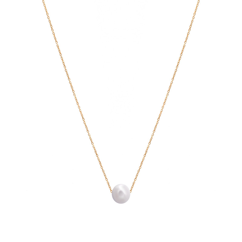 گردنبند طلا 18 عیار زنانه الی گالری مدل تک مروارید پرورشی