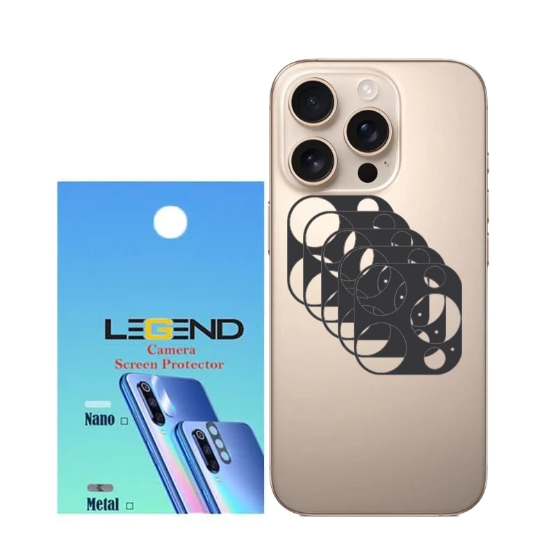 محافظ لنز دوربین لجند مدل قابدار مناسب برای گوشی موبایل اپل iPhone 16 Pro بسته 5 عددی