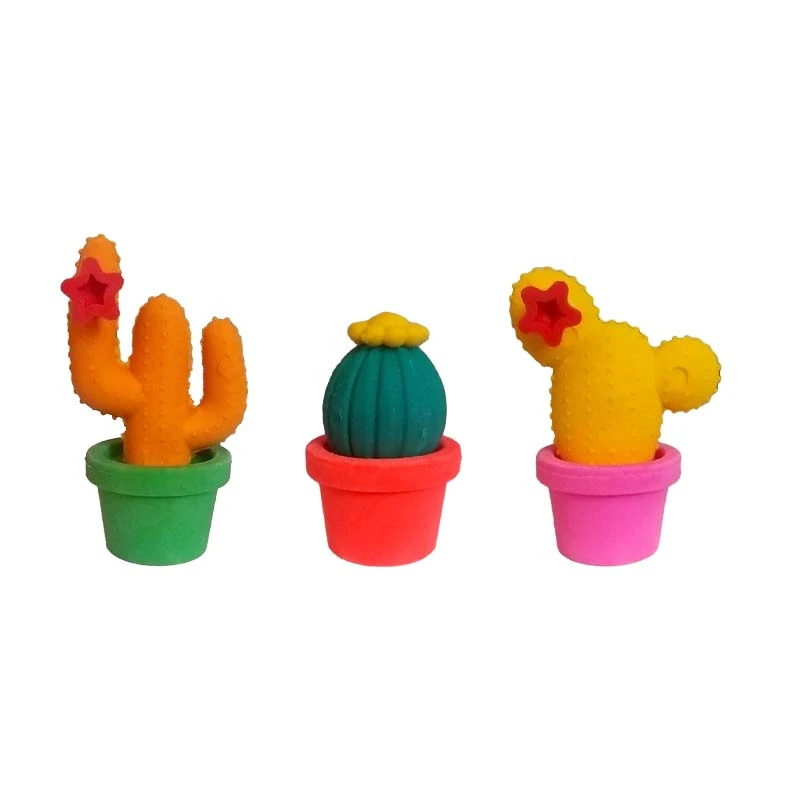 پاک کن مدل گلدان کاکتوس کد EK-22 مجموعه 3 عددی