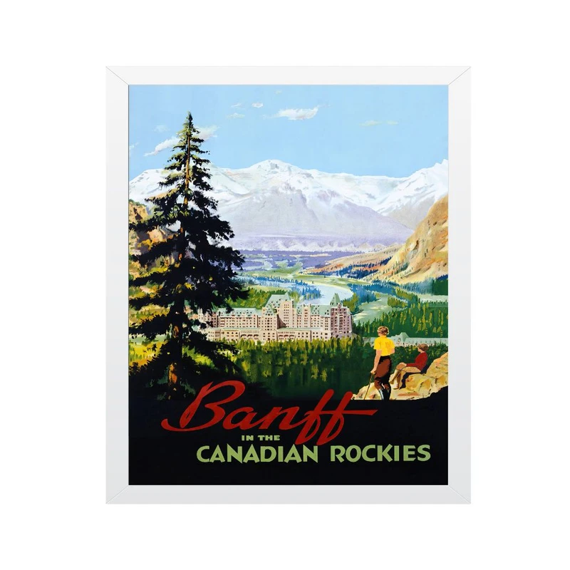 تابلو مدل مسافرتی قدیمی چاپ رترو راکی ​​کانادایی هنر بنف