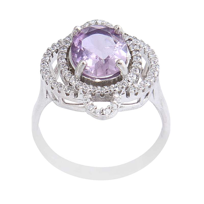 انگشتر نقره زنانه مدل سنگ آمیتیست کد AWR_988