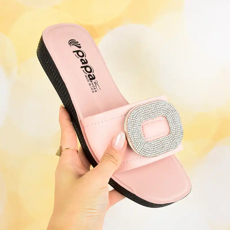 دمپایی زنانه پاپا مدل طبی لیدی نگینی KLBS.4020