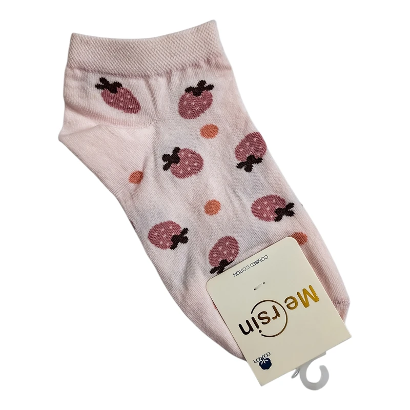 جوراب ساق کوتاه زنانه مدل توت فرنگی خالخالی 