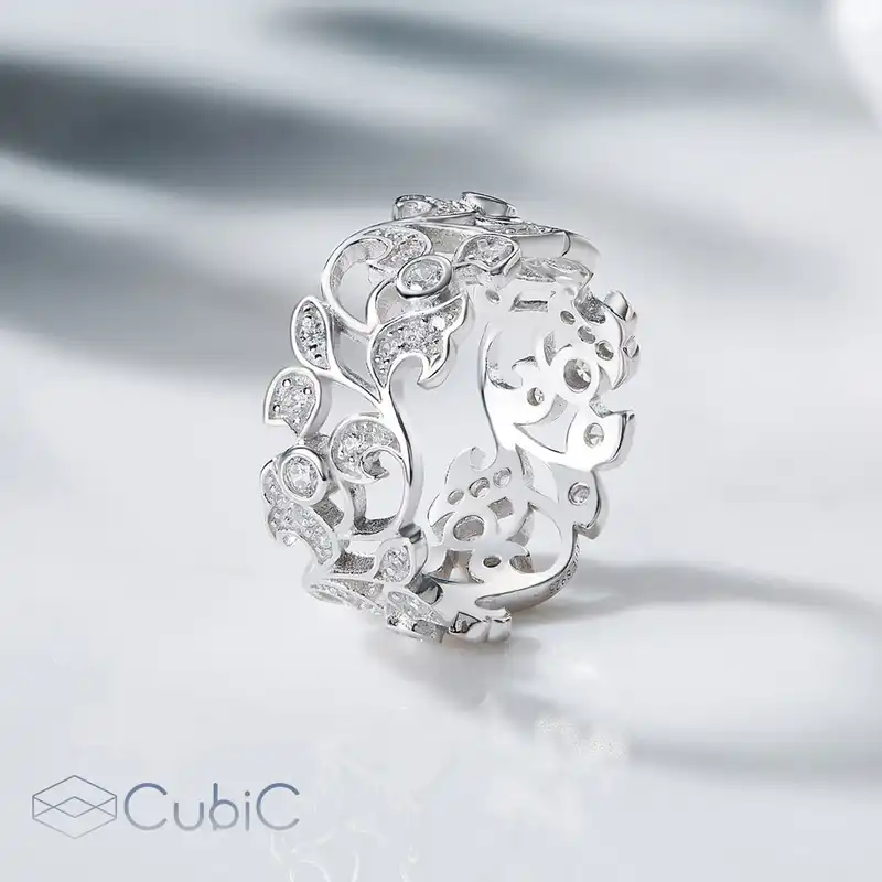 انگشتر نقره زنانه کوبیک مدل QR-3003