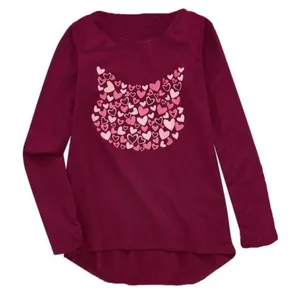 تی شرت آستین بلند دخترانه توپولینو مدل 376617 رنگ زرشکی