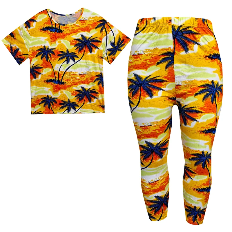 ست تی‌شرت آستین کوتاه و شلوار راحتی زنانه مدل Sunset on the beach