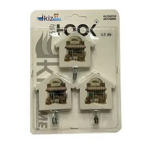 قلاب آویز آشپزخانه مدل هوک طرح گل فروشی بسته 3 عددی