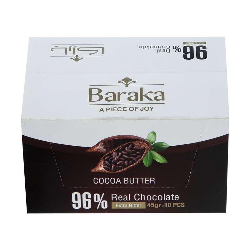 شکلات تلخ 96 درصد باراکا - 45 گرم بسته 10 عددی 