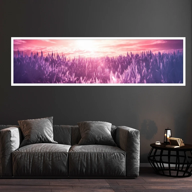 تابلو بکلیت طرح طلوع آفتاب و مزرعه مدل کشیده W-7745