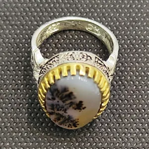 انگشتر نقره مردانه مدل سنگ عقیق شجر کد P990