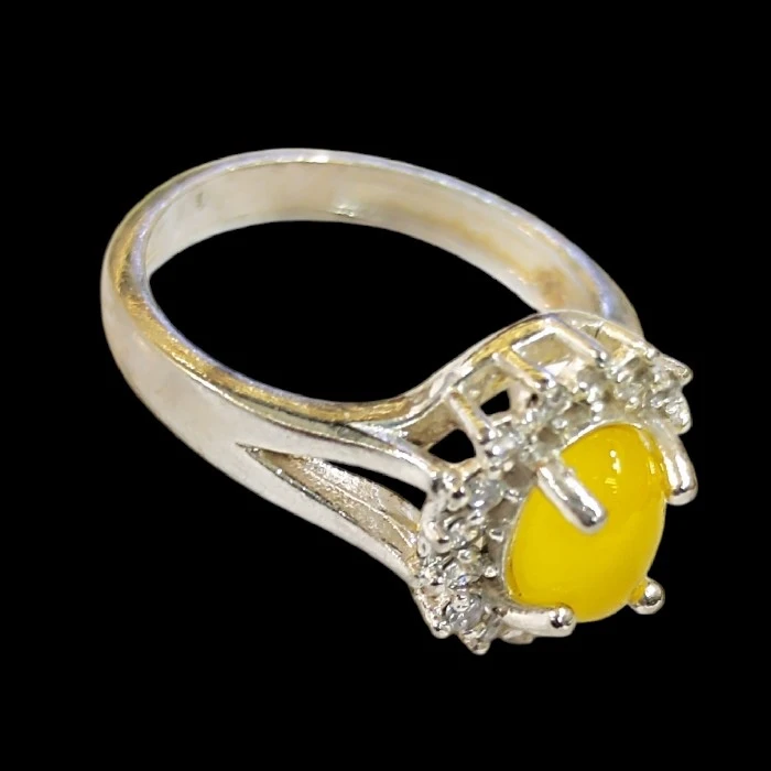 انگشتر دخترانه مدل سنگ عقیق کد ۷۶۹۹